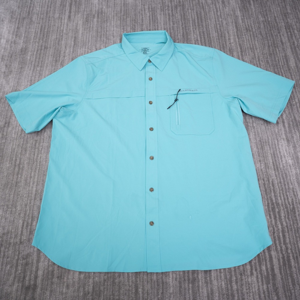 G.H. Bass & Co. Fishing Shirt Mens XXL Blue Excellent Short Sleeve Ripstop
